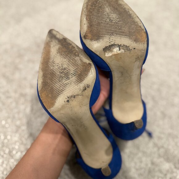 Steve Madden Blue Suede Lace-Up Heels - Picture 8 of 9